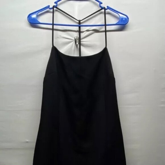 Express Dress Women's Size 10 Black Spaghetti Strap Front Slit Office Wear NWT - Picture 2 of 11